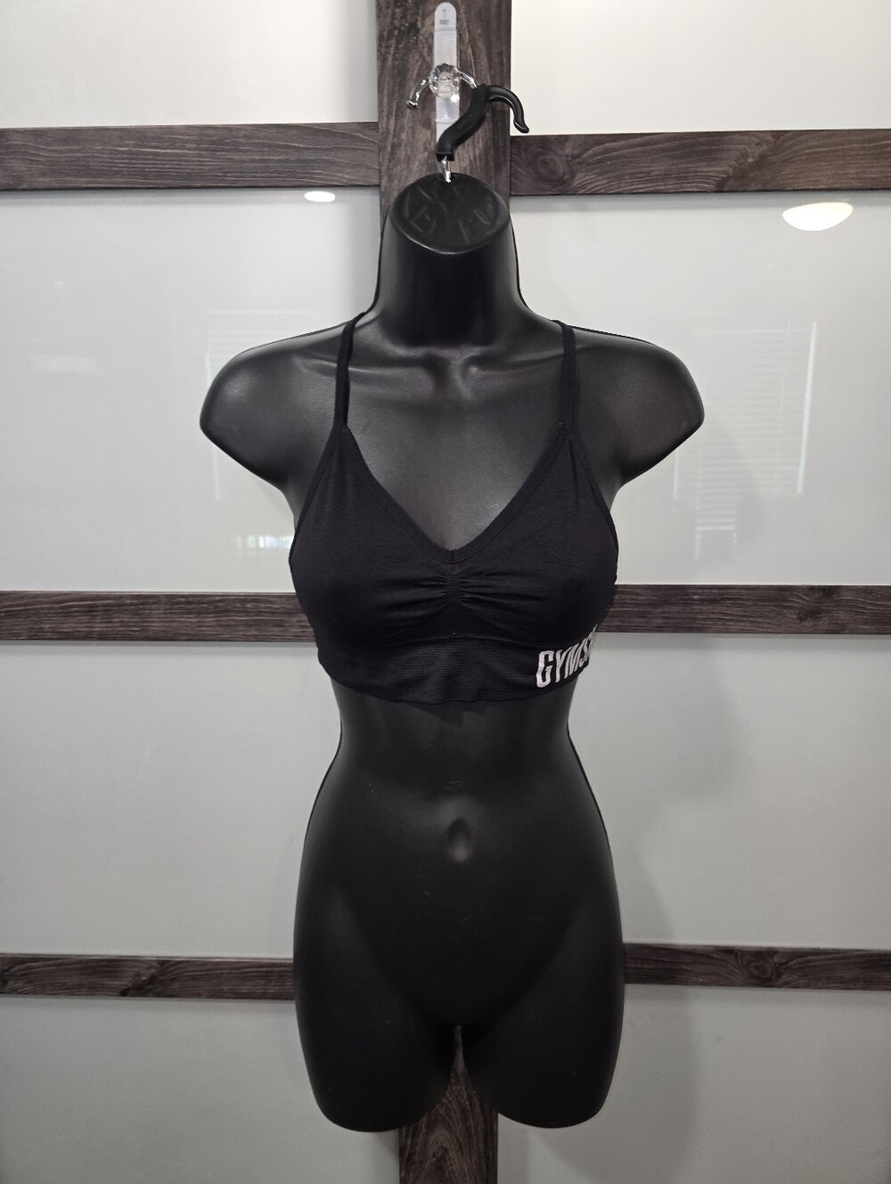 Gymshark Ruched Black Sports Bra Sz S